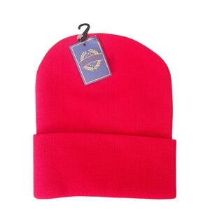 Gelante Men Women Unisex Red Knit Cuff Beanie Hat, One Size NWT